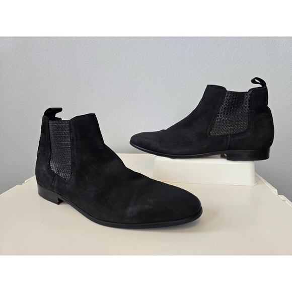 ALDO Flex Black Suede Chelsea Boots Men’s 9 | Leather Upper | Sleek & Modern - Picture 1 of 7